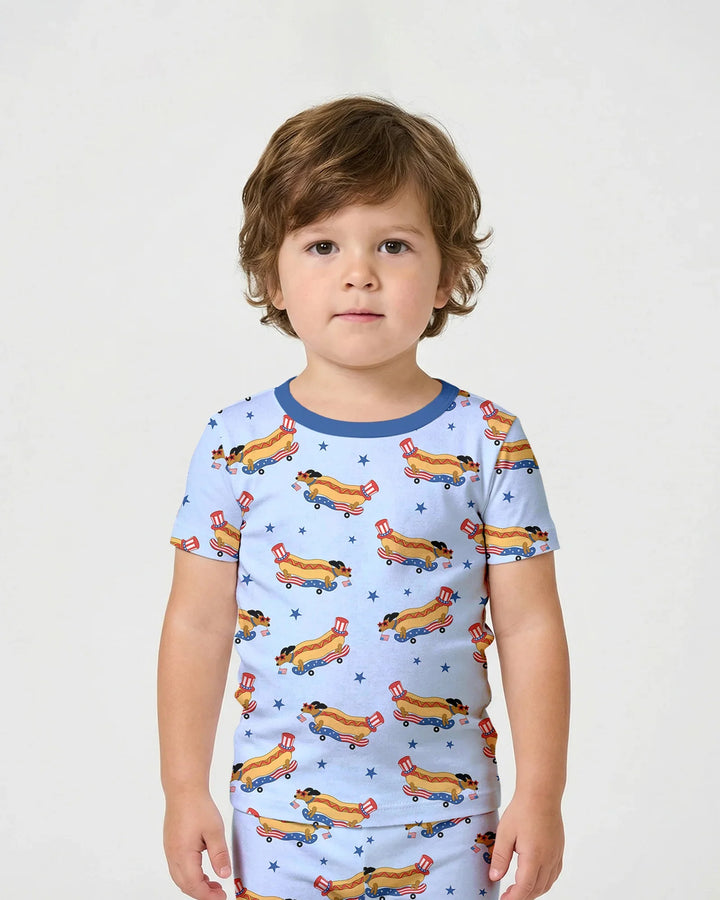 American Hot Dog Bamboo Two Piece Short Sleeve Shorts Pajama Set