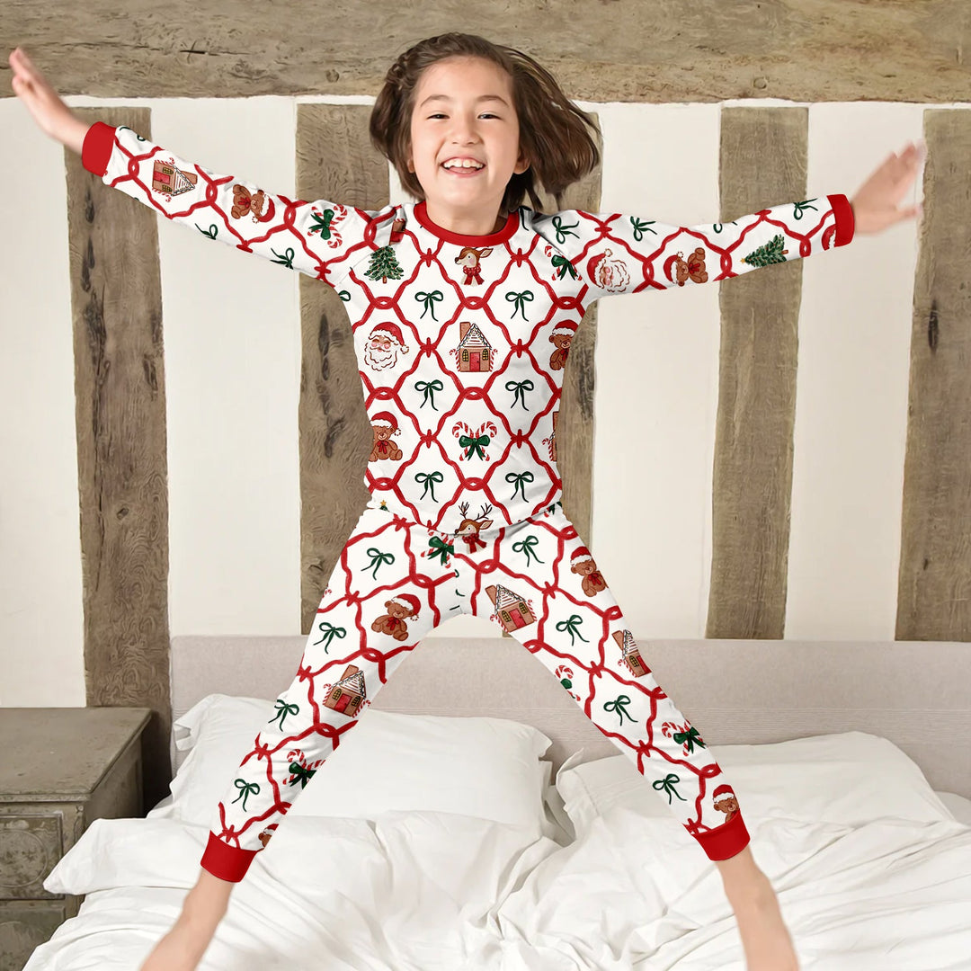 Vintage Christmas Two Piece Long Sleeve Pajama Set