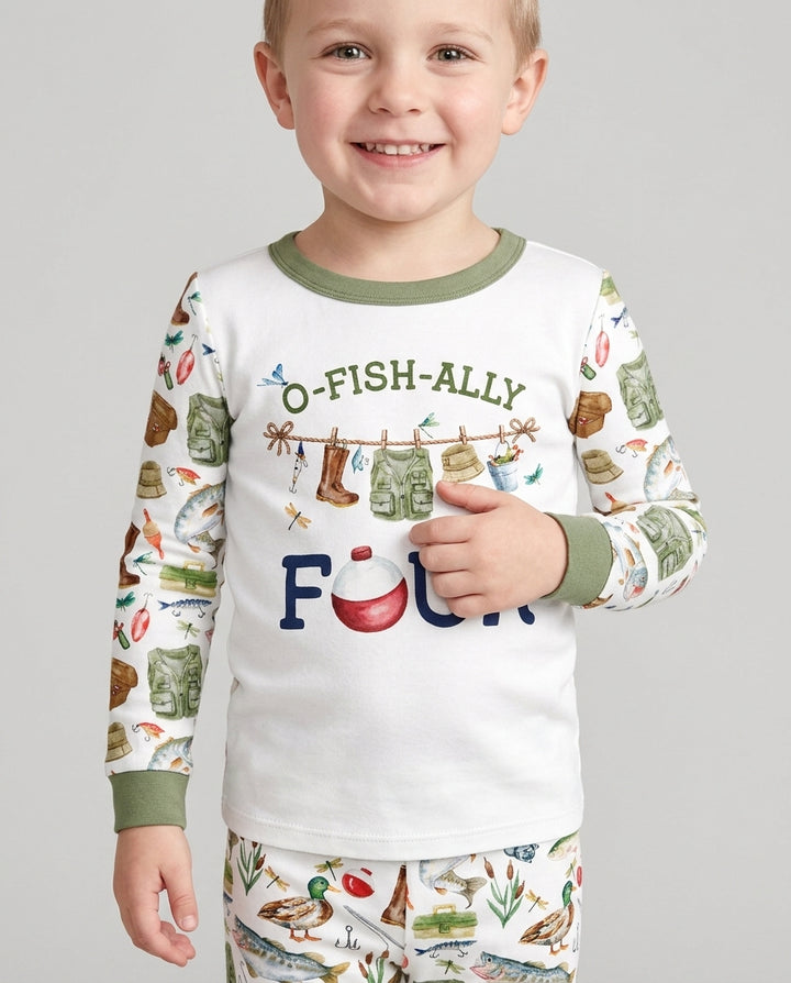 O-Fish-Ally Birthday – Personalized Name & Age Bamboo Two Piece Long Sleeve Pajama Set