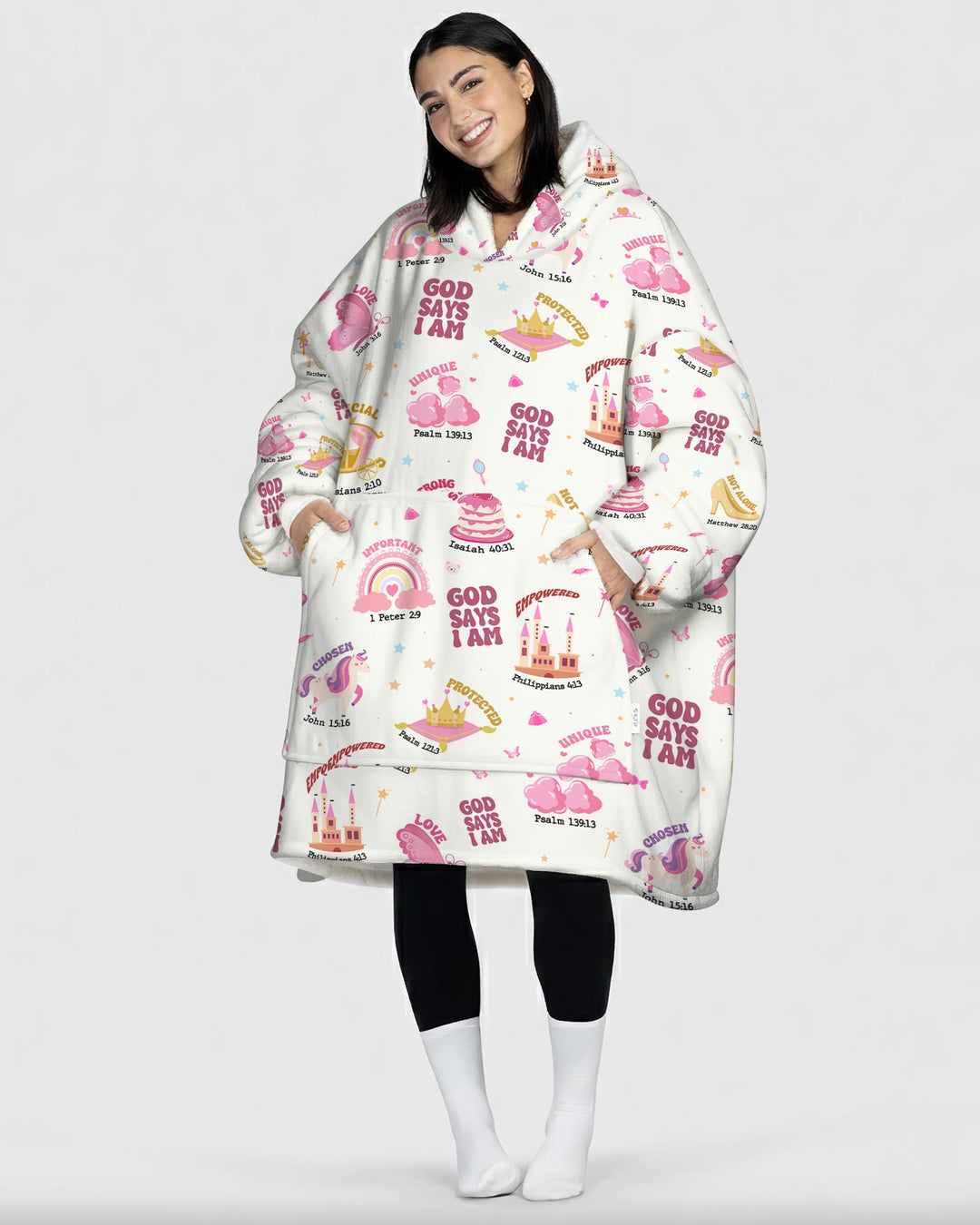 God Says I Am Girl Wearable Blanket Hoodie