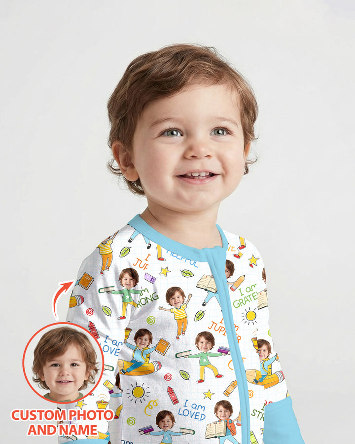 Gerippte Babykleidung mit individuellem Foto - Weich &amp; Skizzenhaft