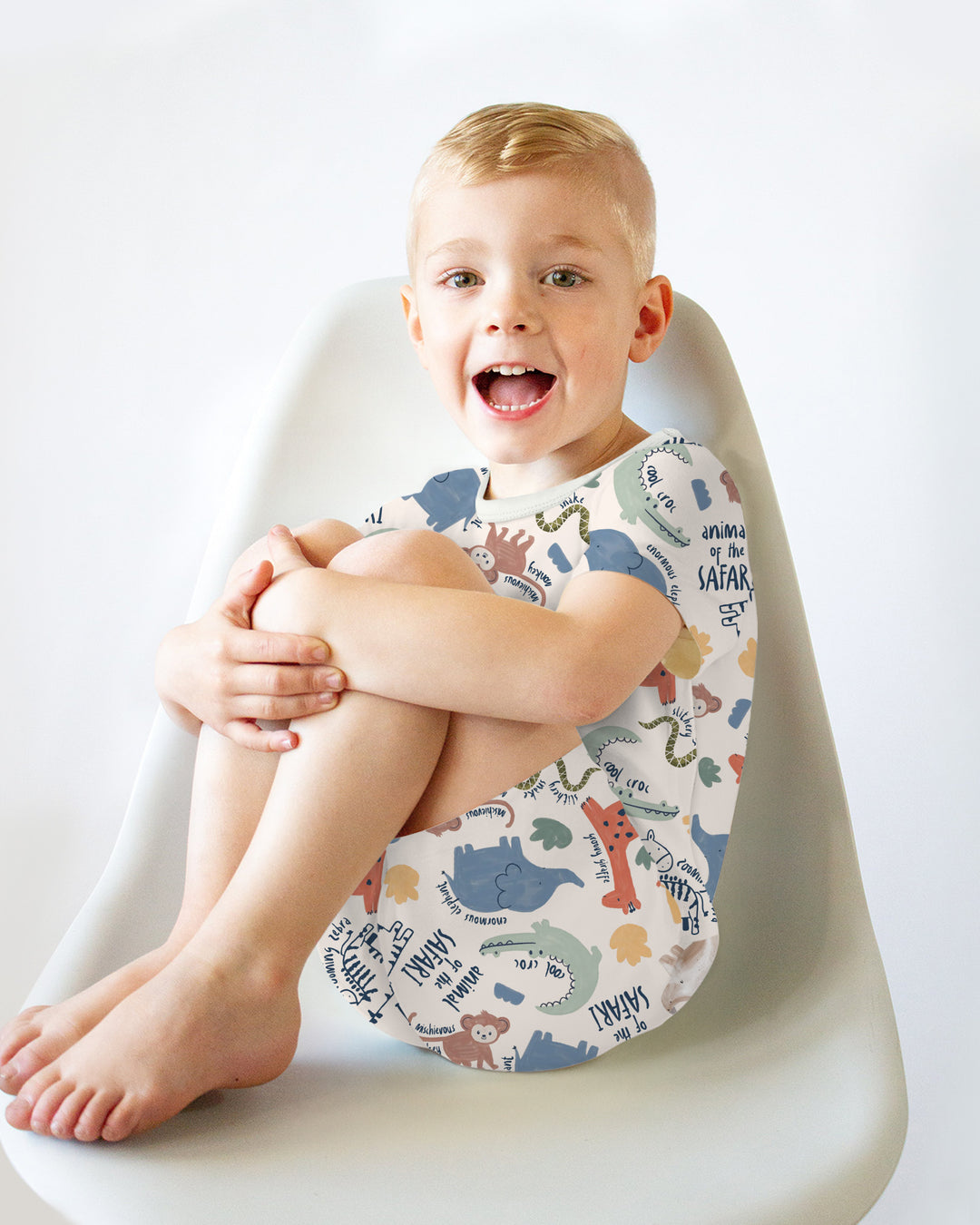 Funny African Animals Two Piece Short Sleeve Shorts Pajama Set