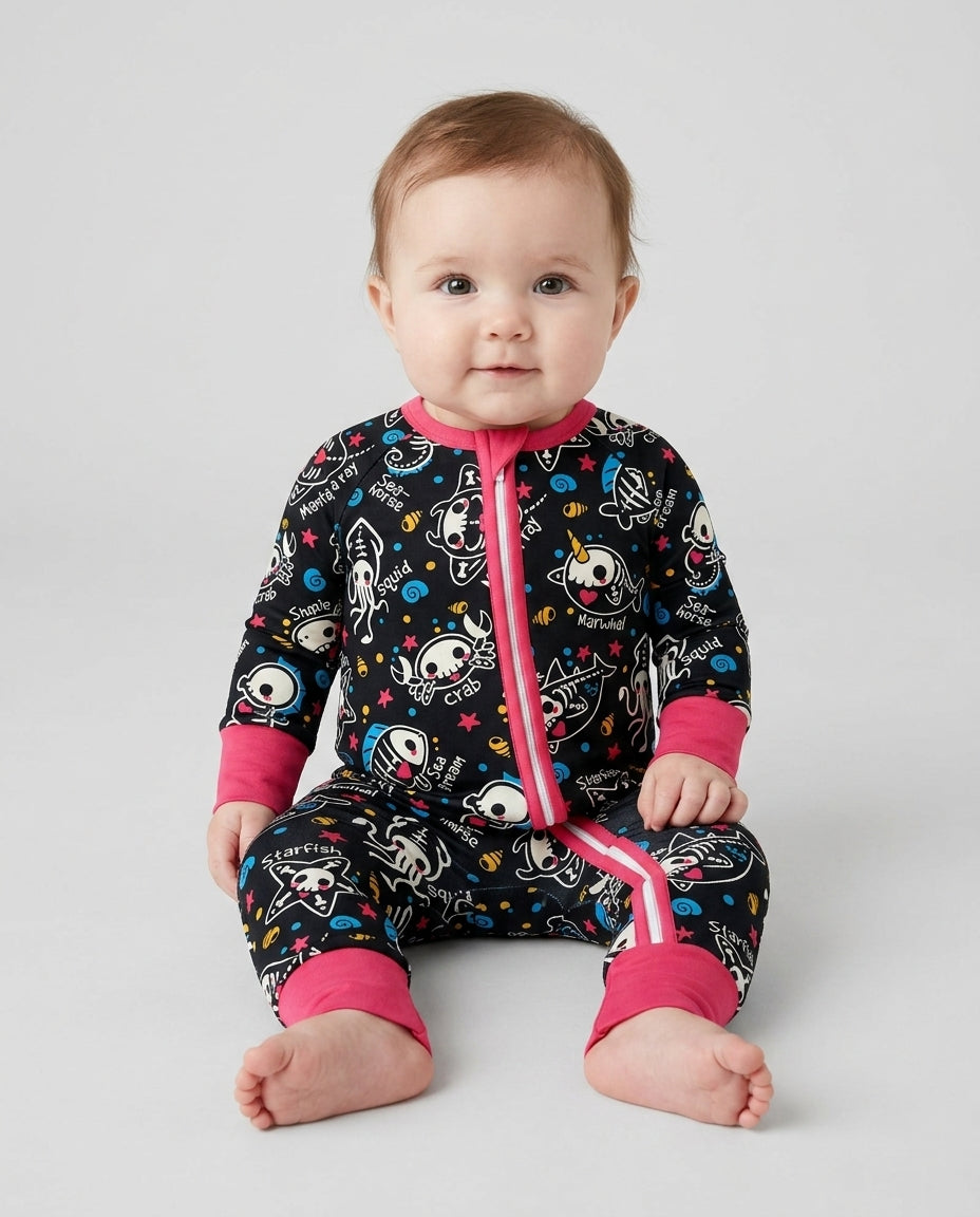 Kawaii Skeleton Ocean Animals Bamboo Convertible Zippy