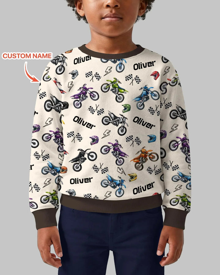 Personalisiertes Little Dirt Bike Rider Bambus Rundhals-Sweatshirt
