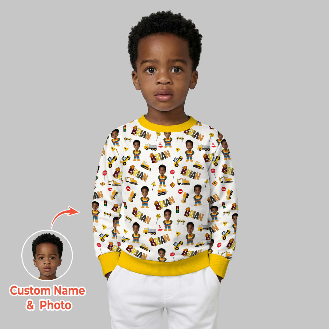 Custom Photo Doodle Little Builder Crewneck Sweatshirt