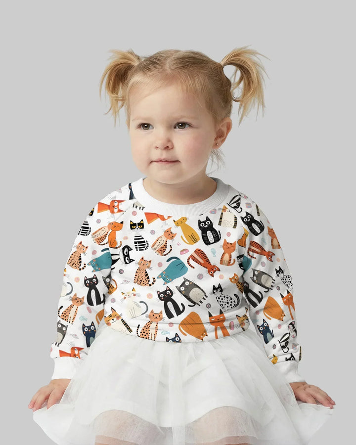 Goofy Mischief Katze Familie passendes Bambus Rundhals-Sweatshirt