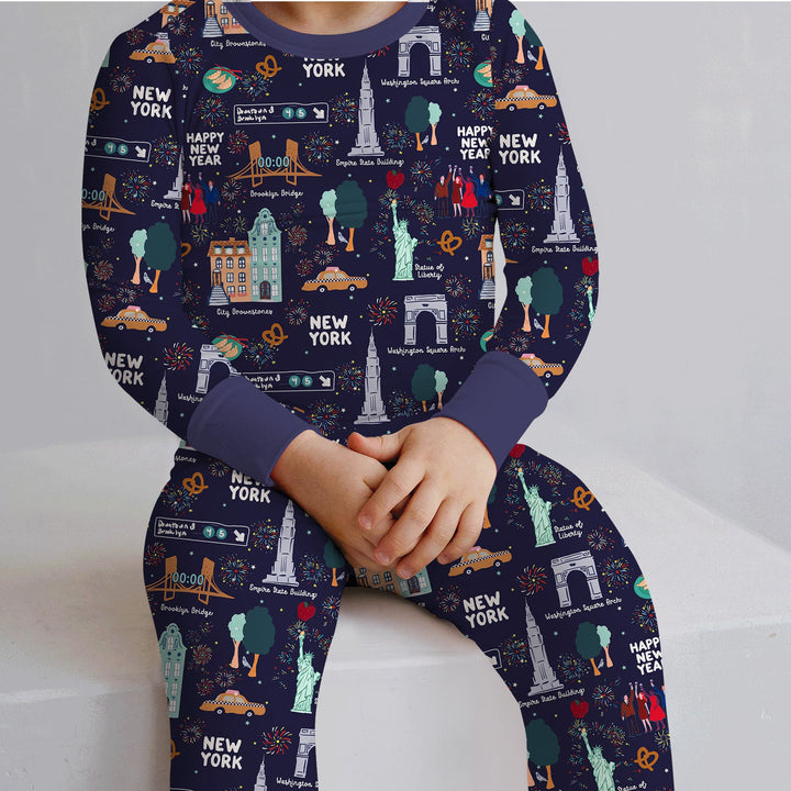 New York New Year Eve Two Piece Long Sleeve Pajama Set