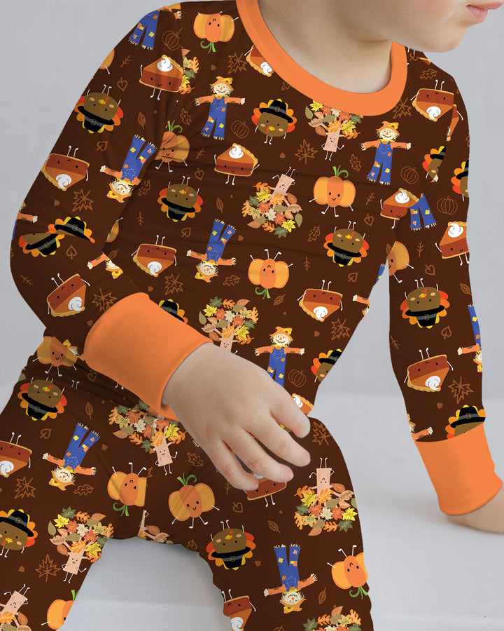 Thanksgiving Festive Bamboo Two Piece Long Sleeve Pajama Set