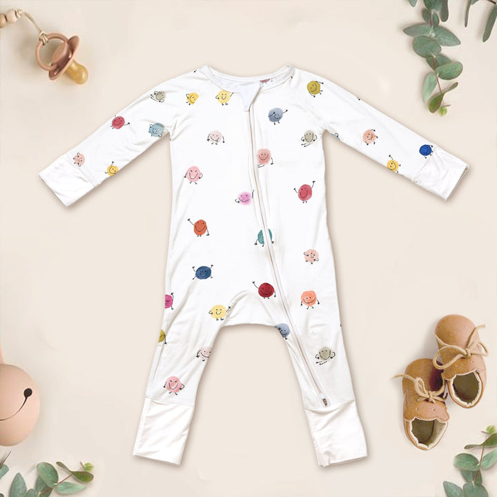 Colorful Happy Dots Convertible Zippered Romper