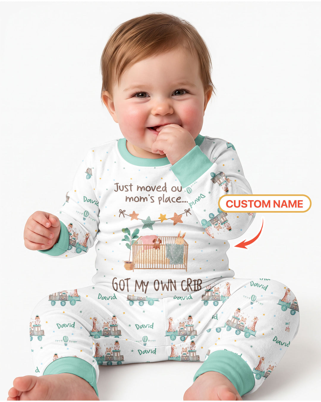 Custom Name Moved Out of My Mom's & Place Got My Own Crib Bamboo Two Piece Long Sleeve Pajama Set