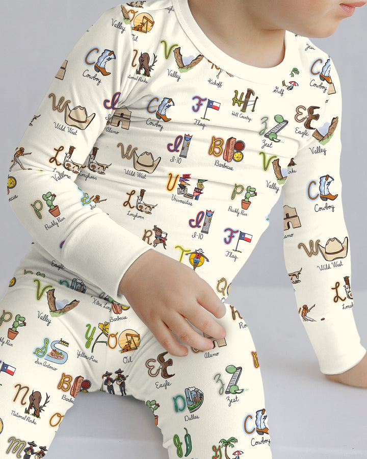 Texas Alphabet Bamboo Two Piece Long Sleeve Pajama Set