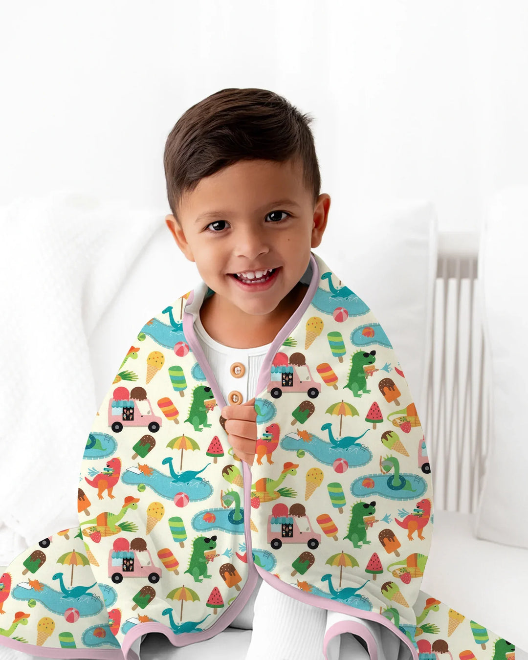 Dino Summer Splash Bamboo Blanket