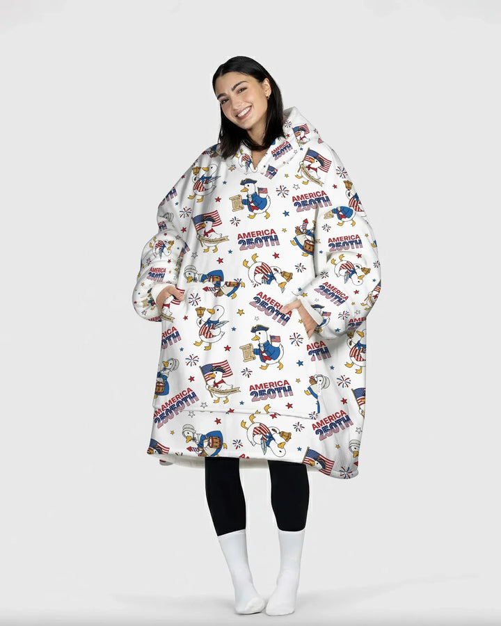 Patriotic Goose Celebrating 250 Years Wearable Blanket Hoodie
