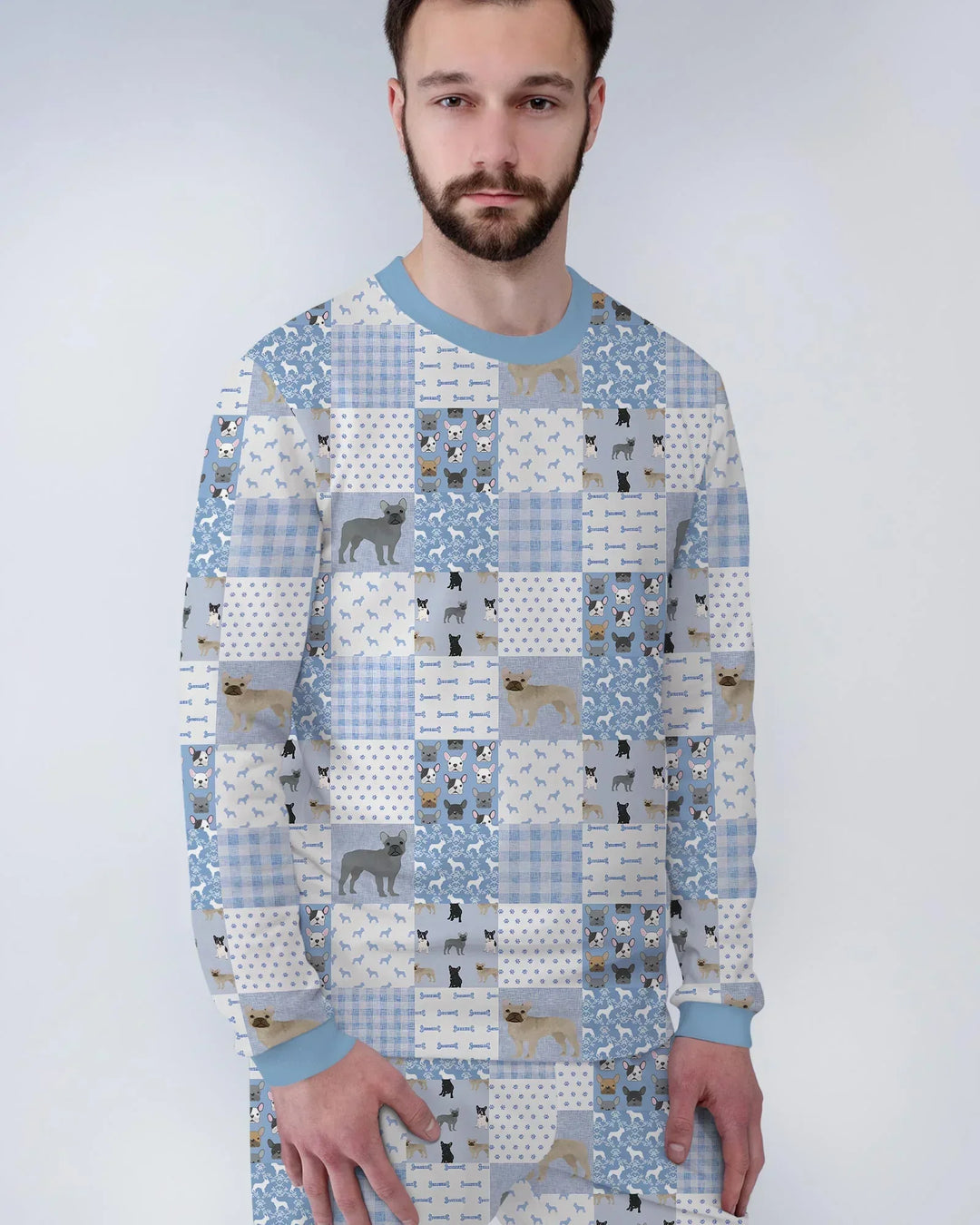 Frenchies Patchwork Family Matching Men's Pajama Set