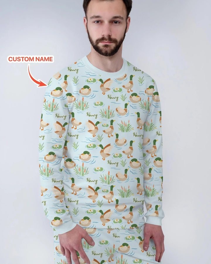Pijama para hombre de pato ánade real de bambú personalizado