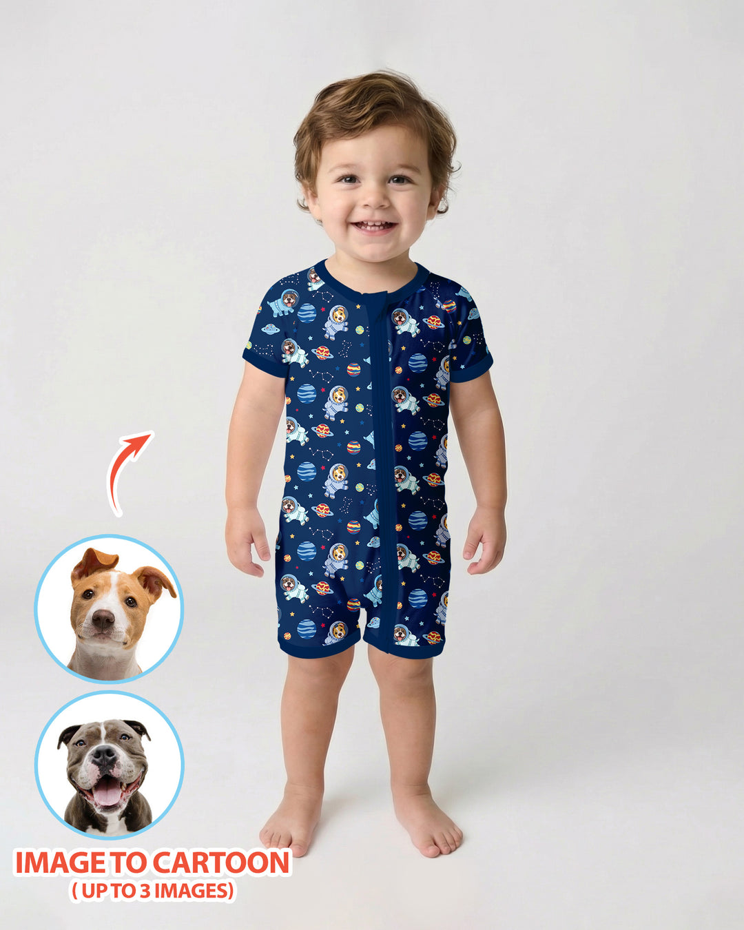 Plantilla PERSONALIZADA de Bambú Pijama Corto con Cremallera