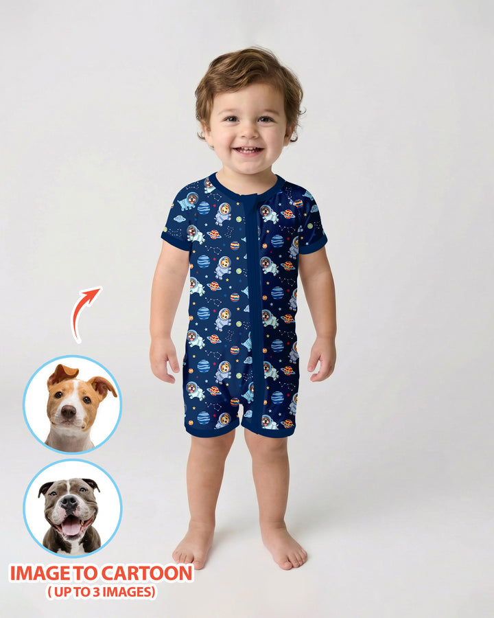 Plantilla PERSONALIZADA de Bambú Pijama Corto con Cremallera