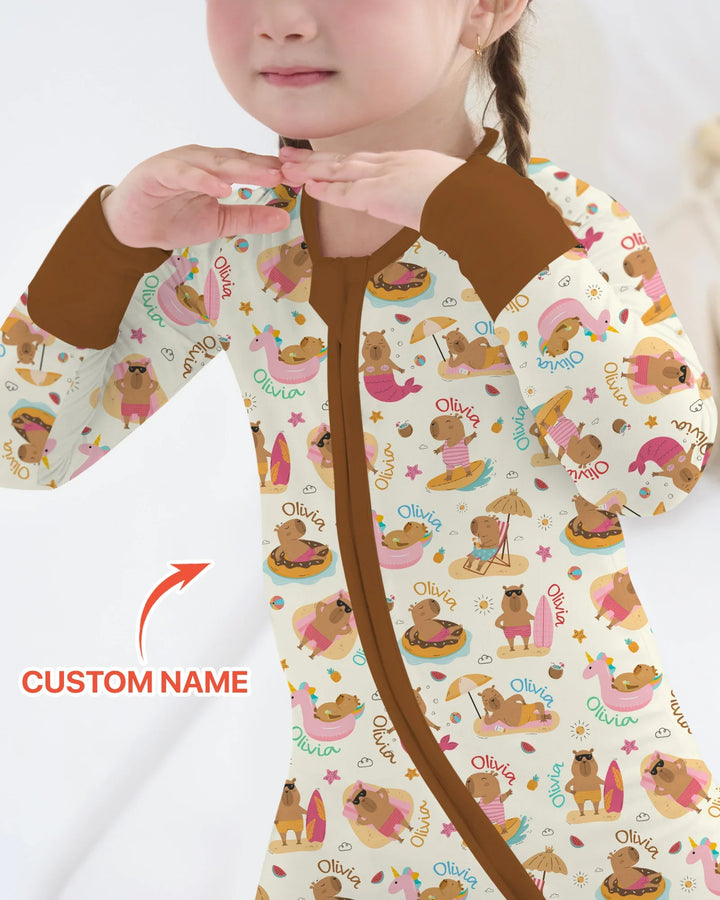 Don't Worry, Be Capy Custom Name Bamboo Convertible Zippy