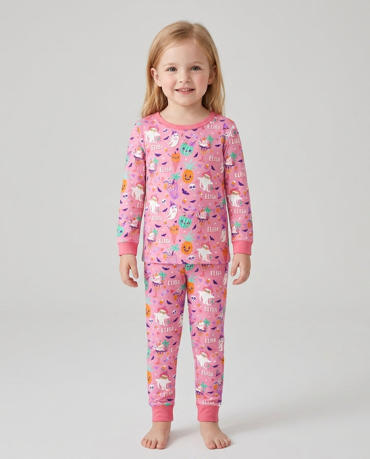 Zweiteiliges Langarm-Pyjama-Set mit Sommerfrüchten