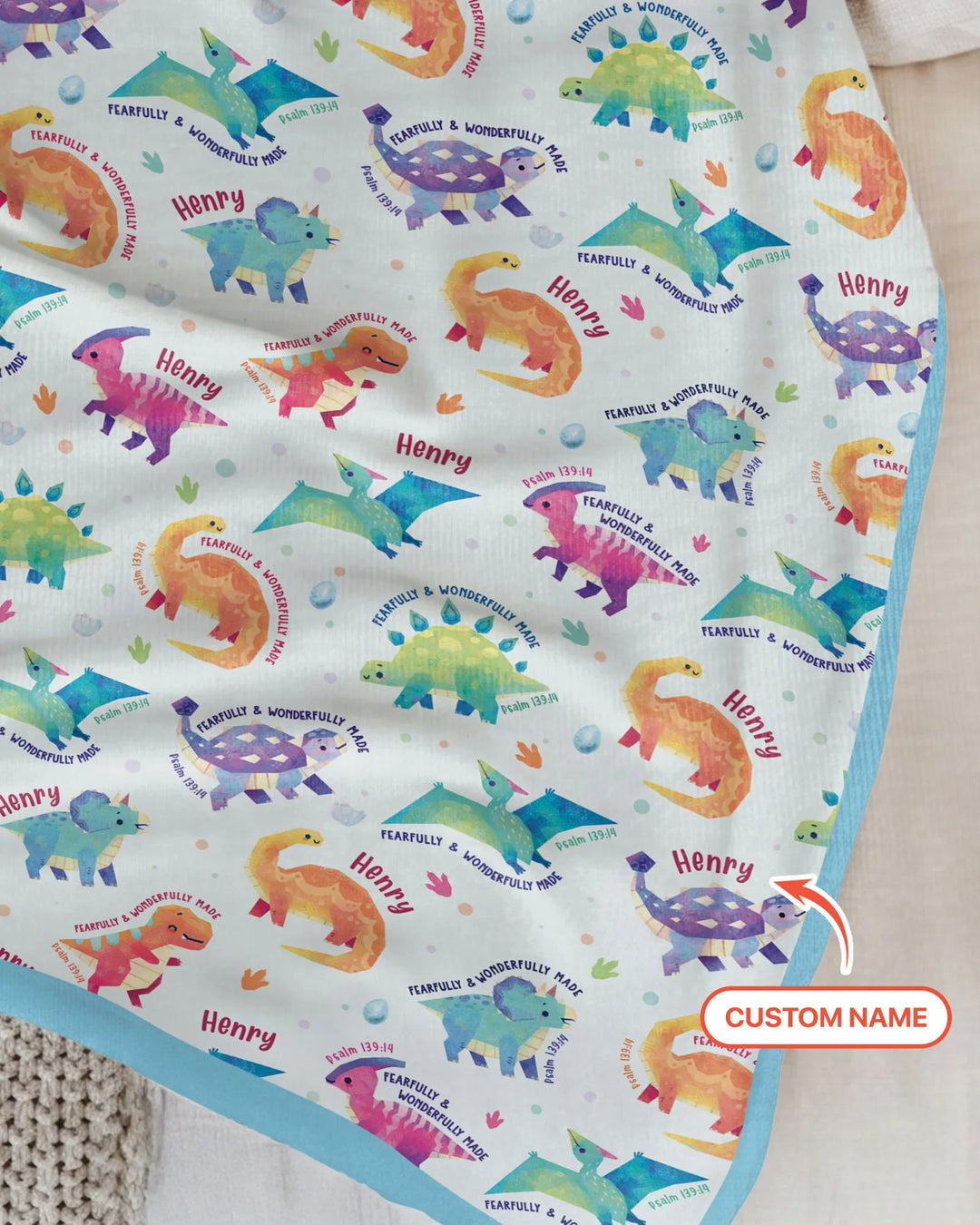 Fearfully & Wonderfully Made Custom Name Boy Bamboo Blanket