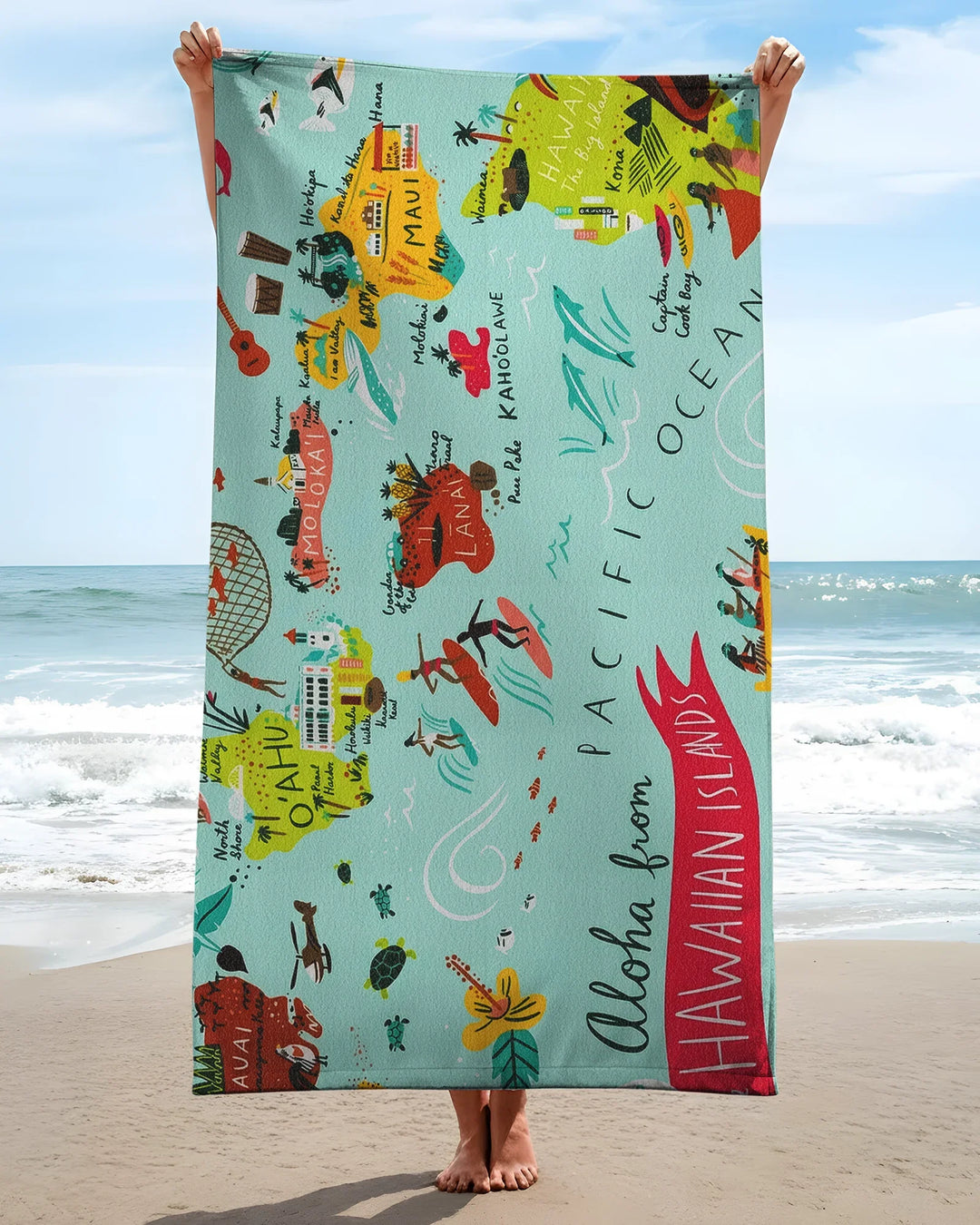 Taste & Travel Story Map Bamboo Beach Towel
