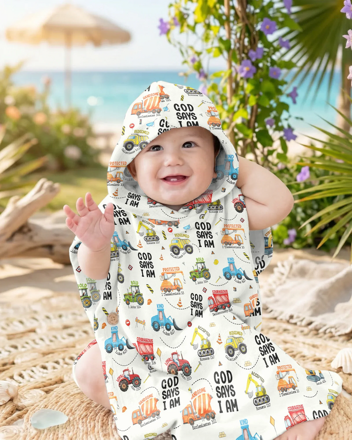 God Says I Am Boy Bamboo Swim Poncho