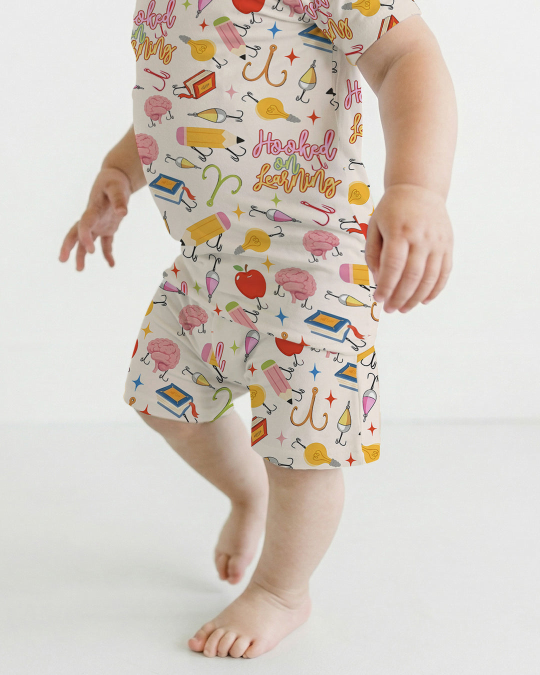 Hooked on Learning Bamboo Two Piece Short Sleeve Shorts Pajama Set