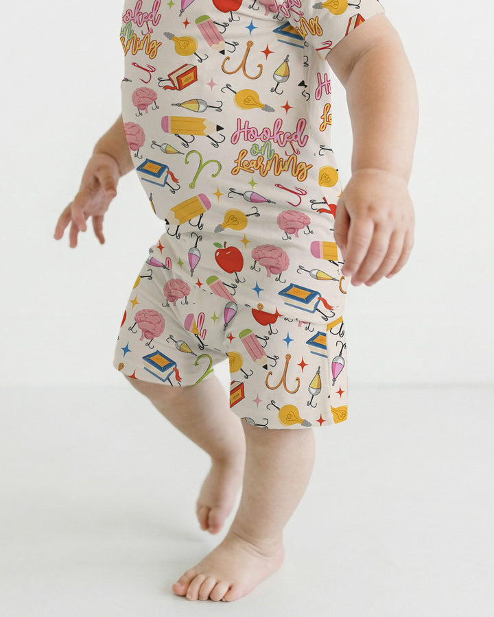 Hooked on Learning Bamboo Two Piece Short Sleeve Shorts Pajama Set