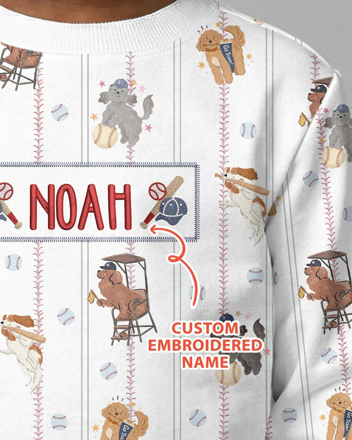 Personalisiertes, besticktes Name Baseball Bambus Rundhals-Sweatshirt