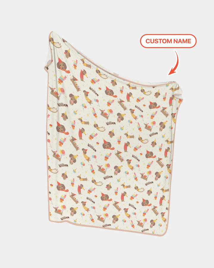 Dachshund Birthday Bamboo Blanket