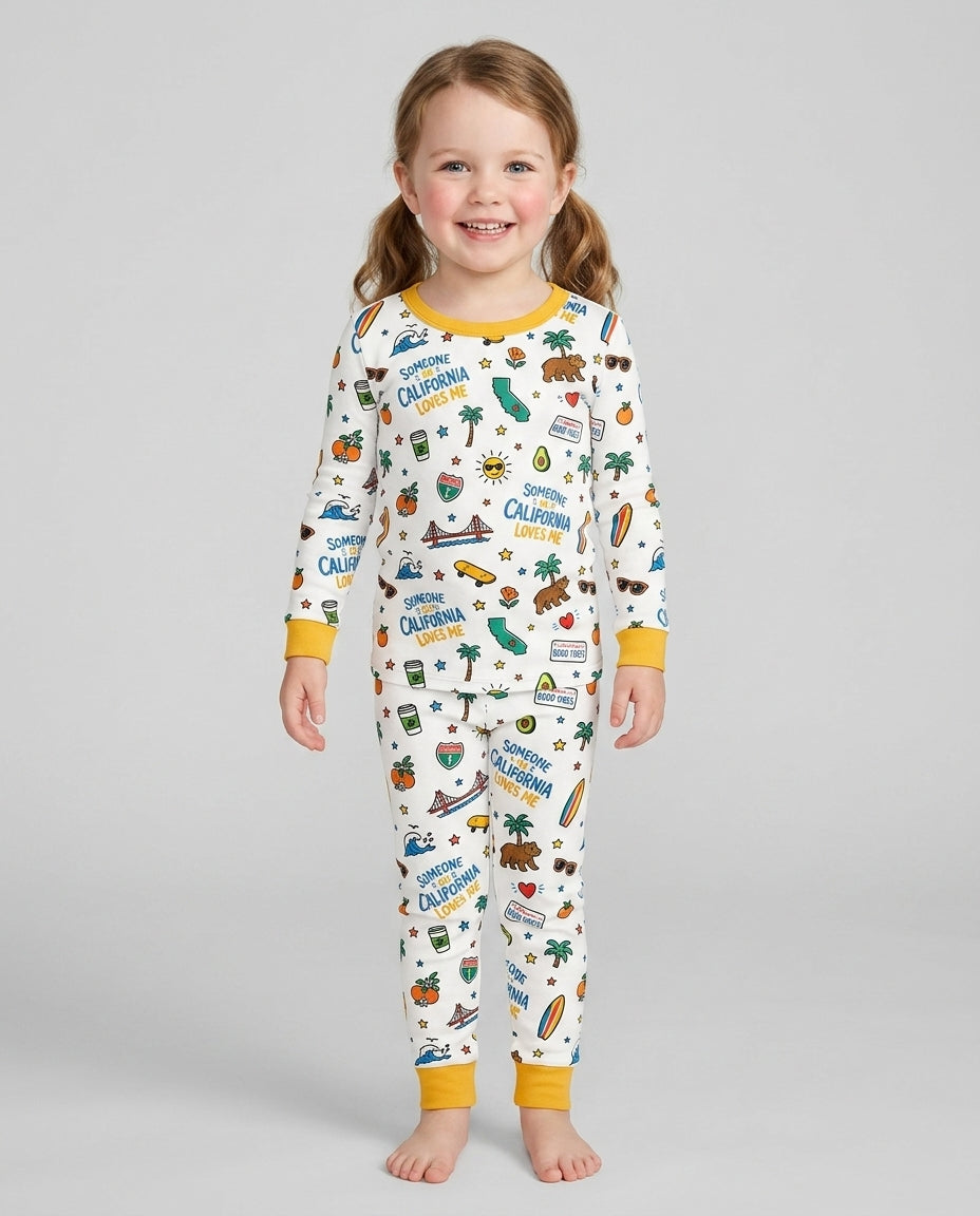Someone in California Loves Me Bamboo Two Piece Long Sleeve Pajama Set (P)