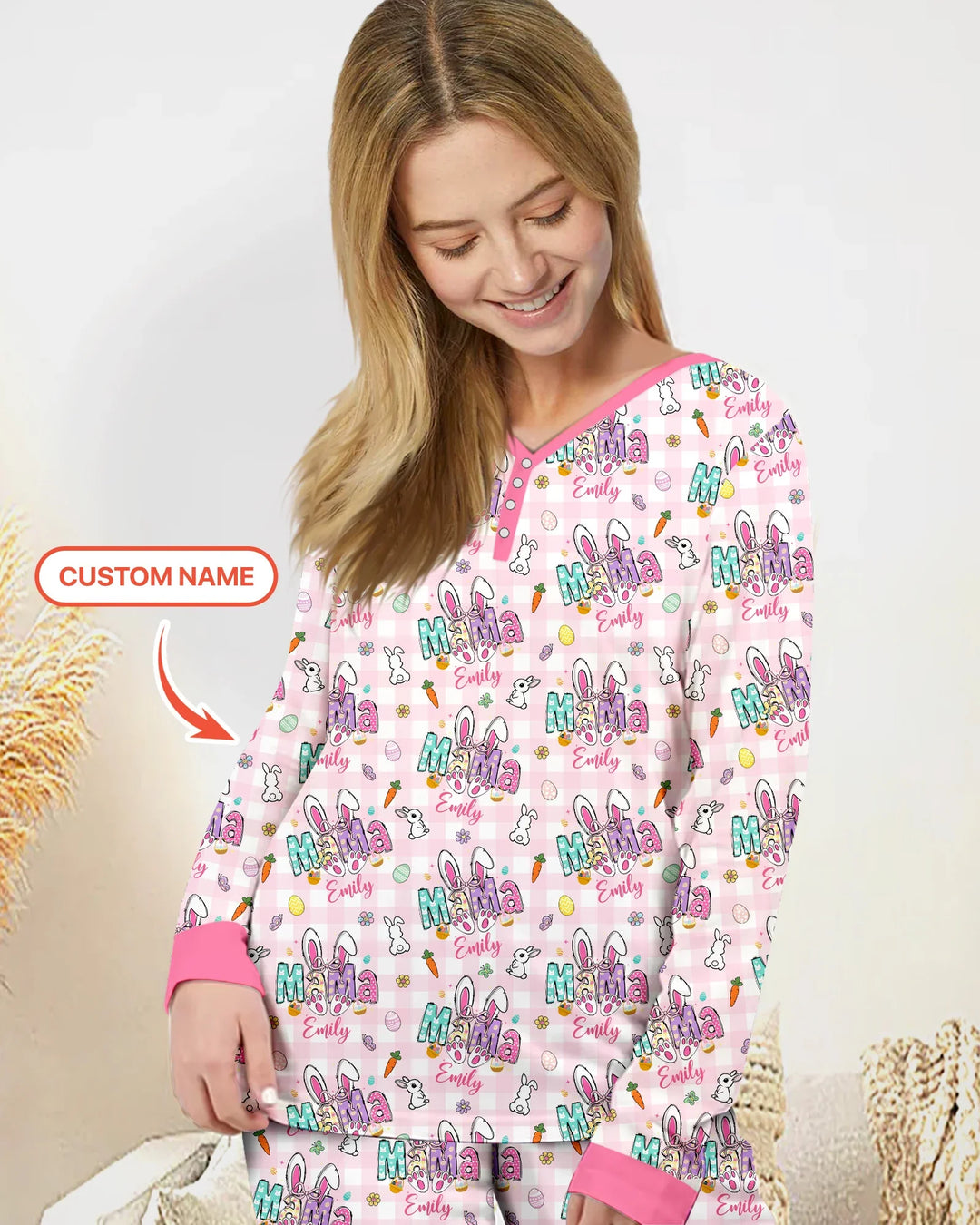 Custom Name Easter Family Matching Women Pajama Set