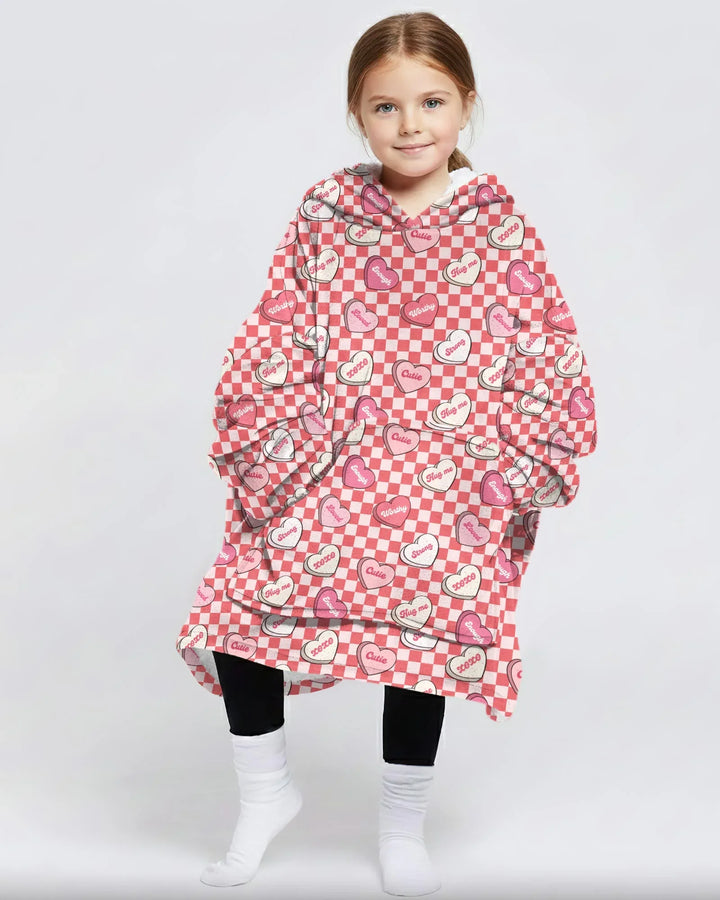 Valentine in Hearts Wearable Blanket Hoodie