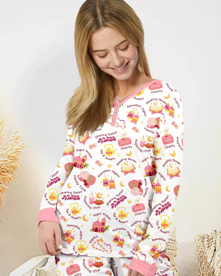 Ramadan Mubarak Matching Family Women Pajama Set