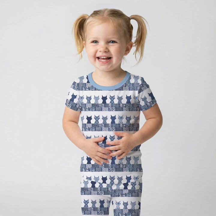Midnight Feline Two Piece Short Sleeve Pajama Set