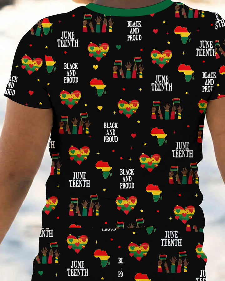 Juneteenth Black and Proud Bamboo Two Piece Short Sleeve Pajama Set