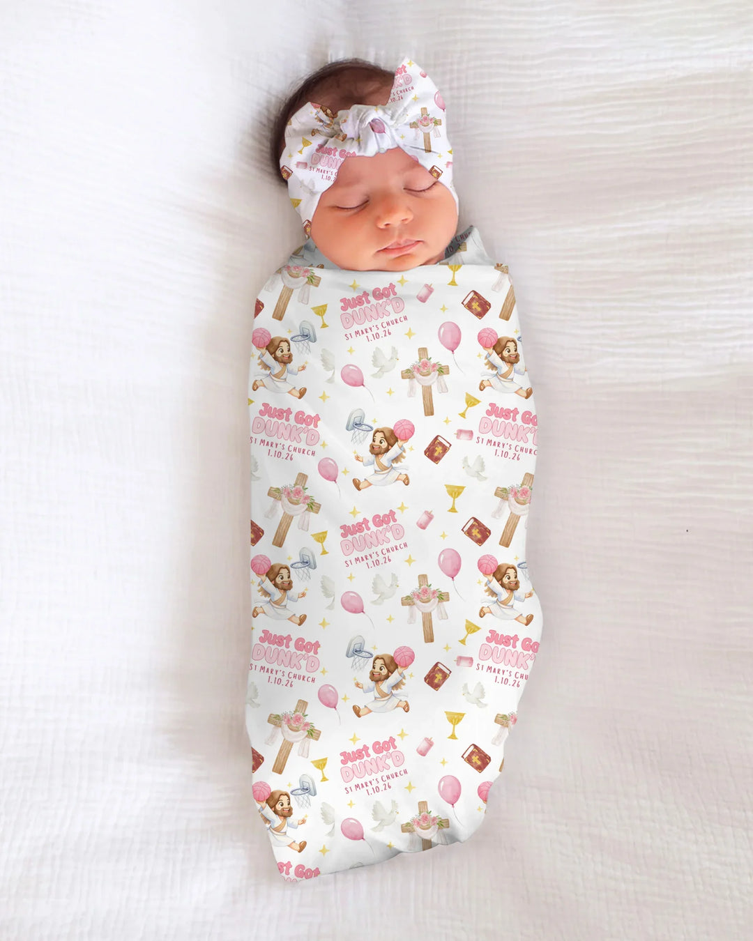 Custom Name Baptism Just Got Dunk'd swaddle blanket