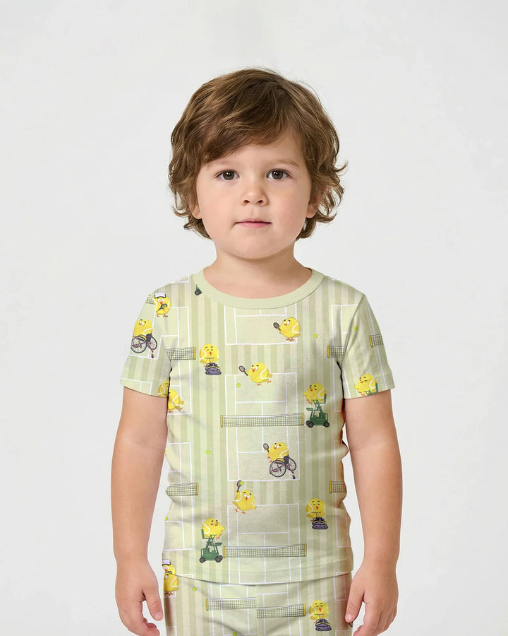 Tennis Bamboo Two Piece Short Sleeve Shorts Pajama Set