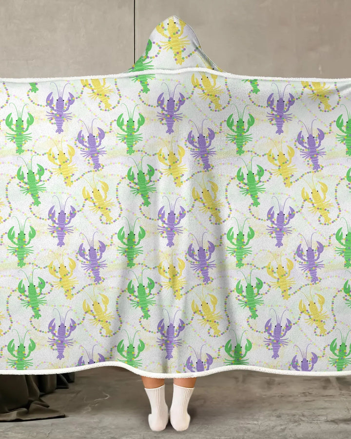 Mardi Gras Crawfish Family Matching Wearable Bamboo Blanket Hoodie