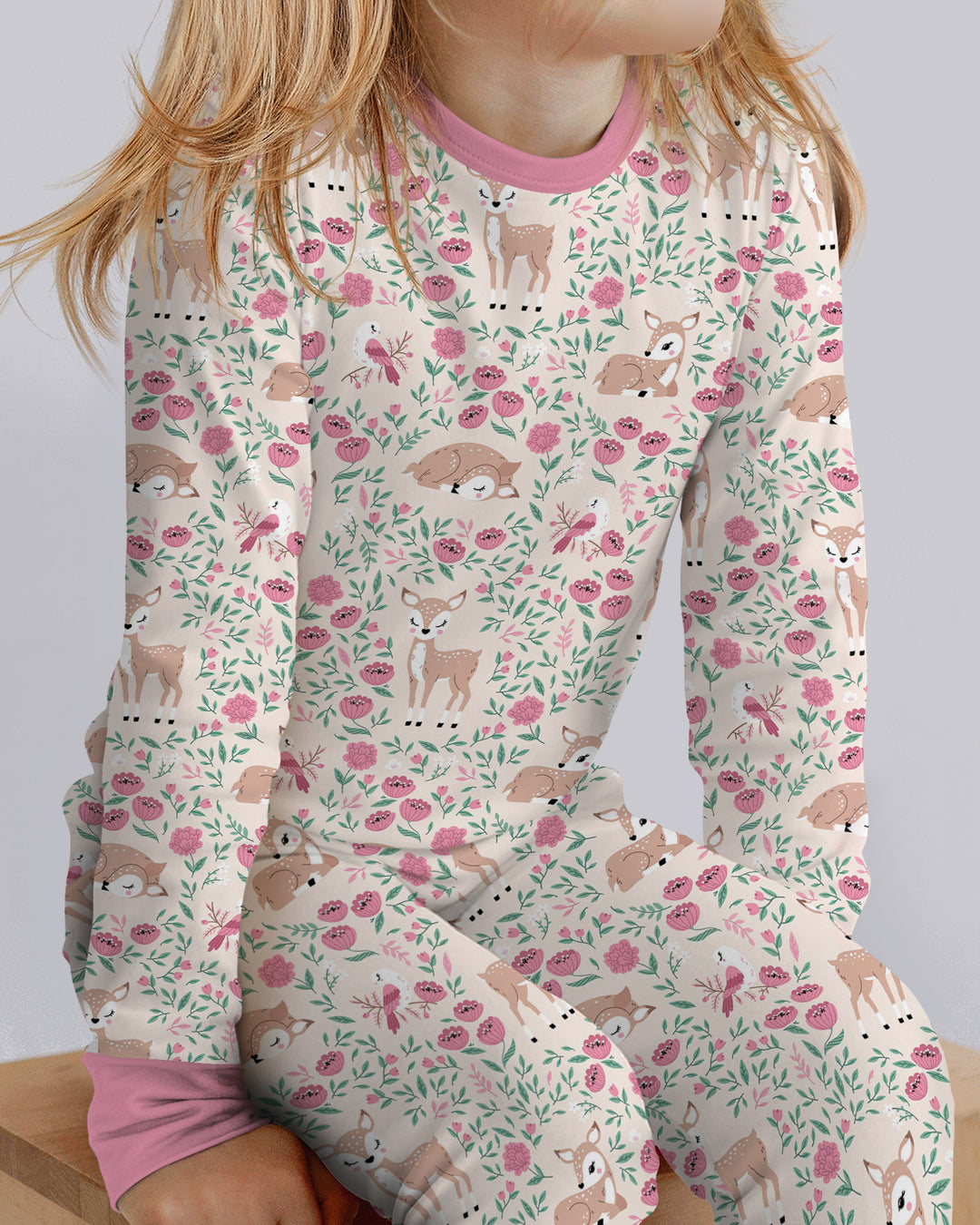Little Deer Meadow Bamboo Two Piece Long Sleeve Pajama Set