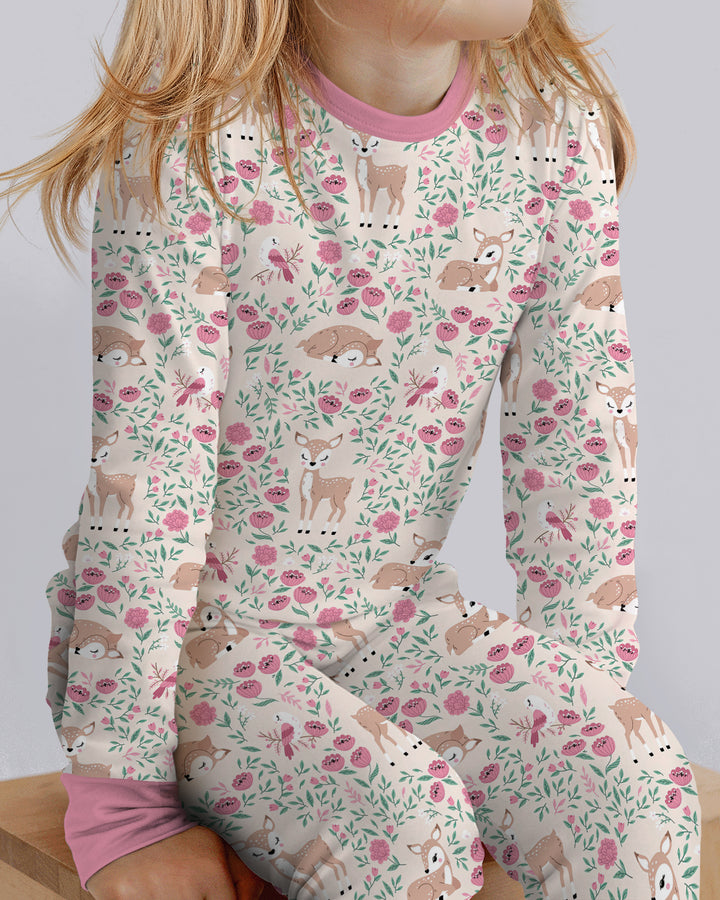 Little Deer Meadow Bamboo Two Piece Long Sleeve Pajama Set