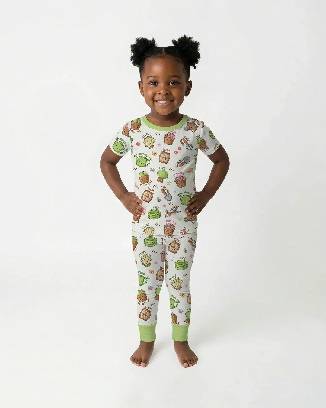 Kawaii Garden Crew Bamboo Two Piece Short Sleeve Pajama Set