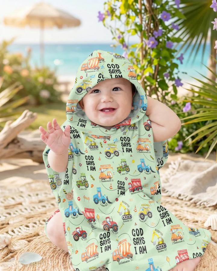 God Says I Am Boy Bamboo Swim Poncho
