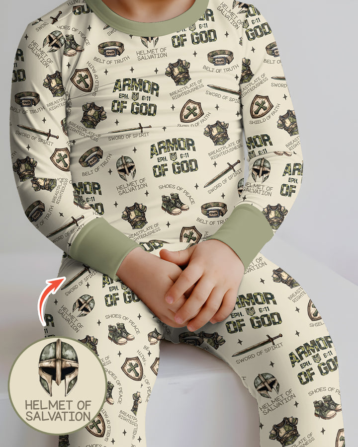 Camo Armor Of God Bamboo Two Piece Long Sleeve Pajama Set