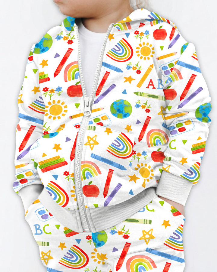 School Scribbles Bamboo Zip Hoodie