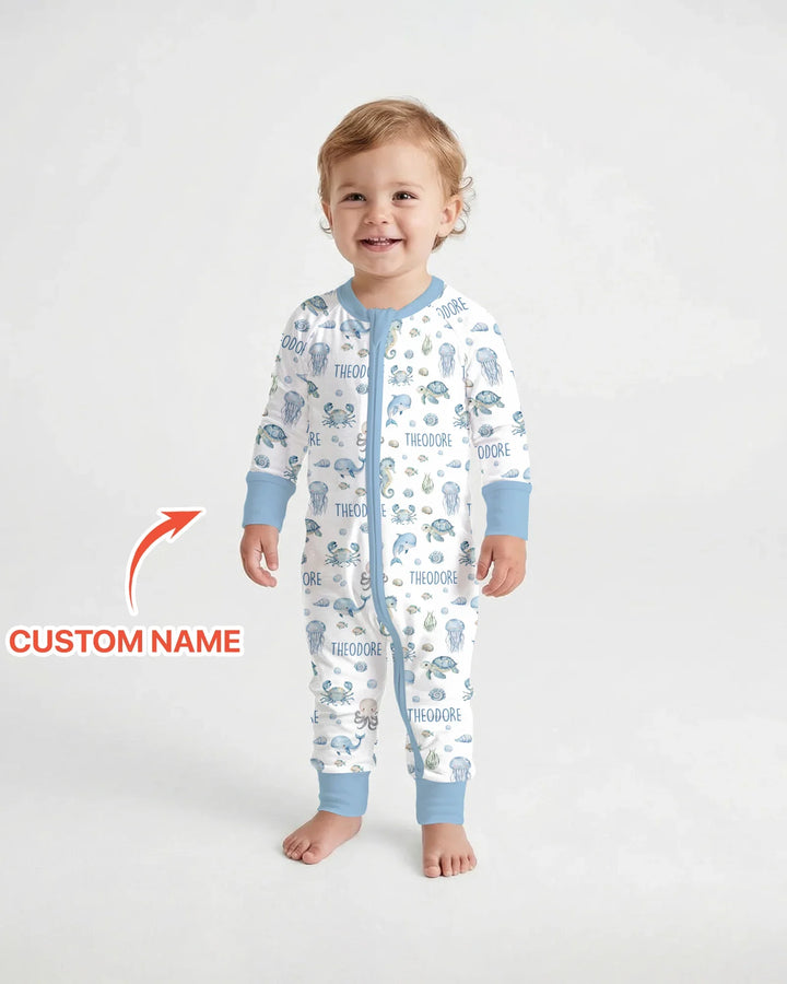 Custom Name Ocean Friends  Bamboo Convertible Zippy