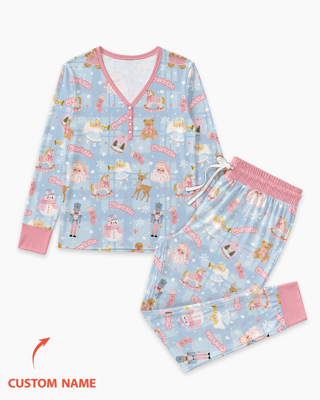 Custom Name Winter Wonderland Bamboo Women Pajama Set