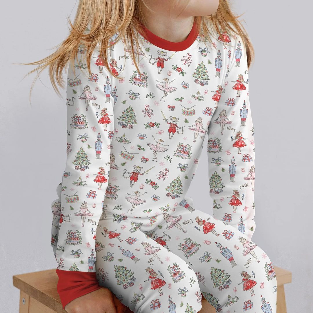 Sweet Nutcracker Holiday Matching Mom And Baby Two Piece Long Sleeve Pajama Set