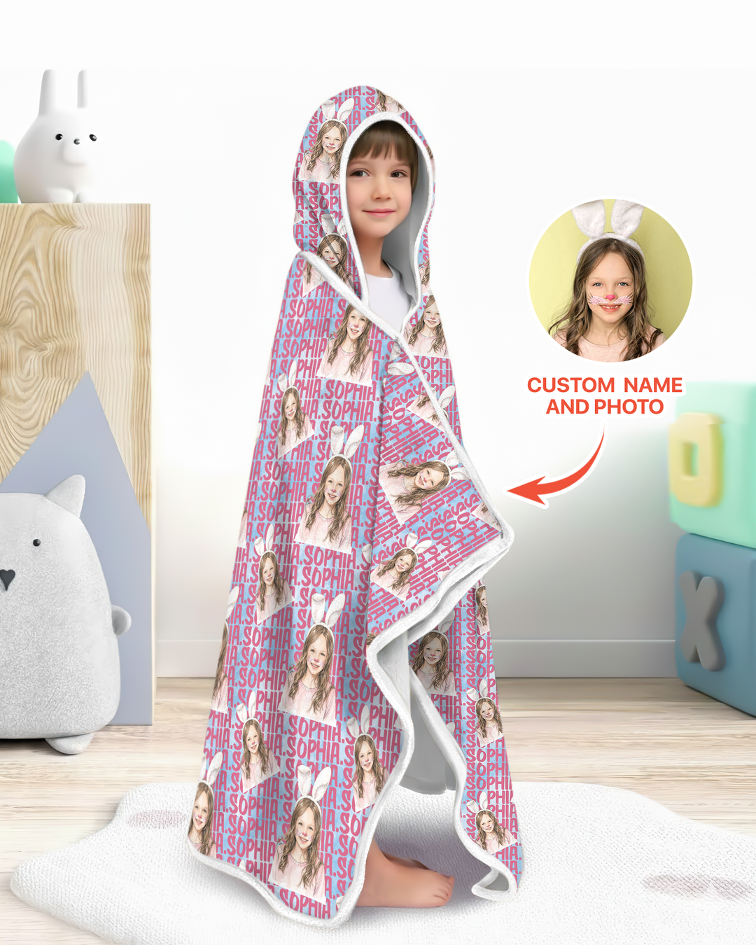 Colorful Kids Name Bamboo Blanket Hoodie