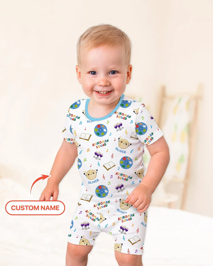 Zweiteiliges Pyjama-Set mit kurzen Ärmeln und Shorts im Sommer-Design